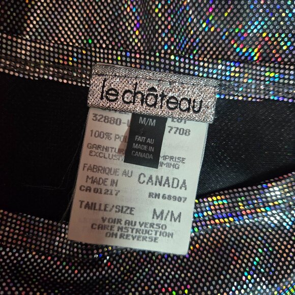 Vintage 90s Y2k Le Chateau Silver Metallic Iridescent Stars Tank Top Size M - Picture 11 of 11